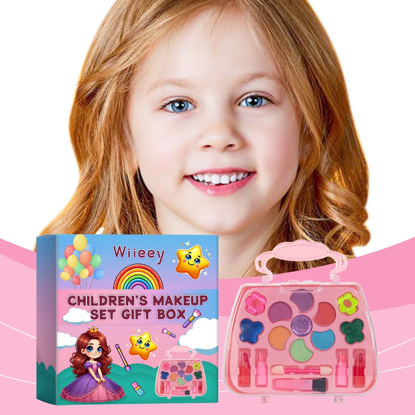 Kids Makeup Set Gift Box Kids Play Fun Girl Makeup Lipstick Eyeshadow Makeup - Korvel