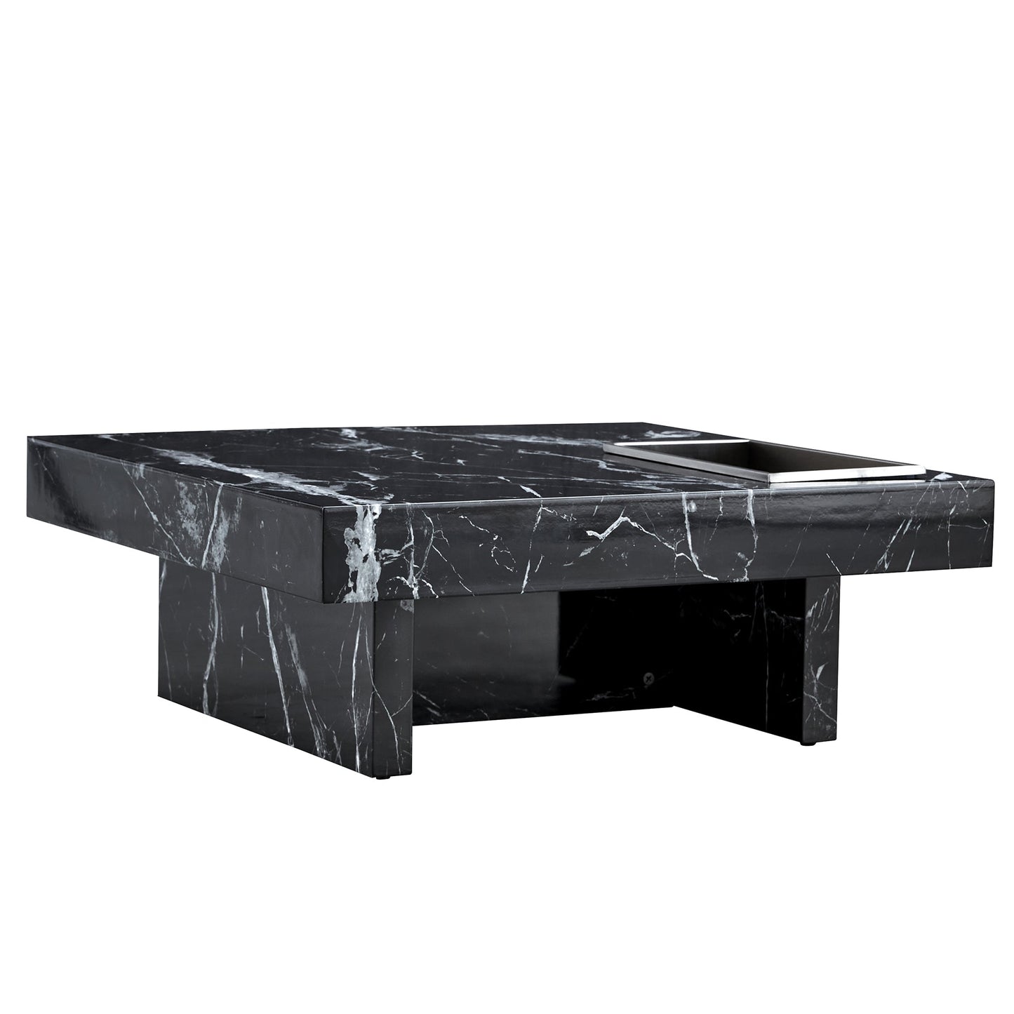A modern and practical coffee table made of MDF material with black patterns - Korvel