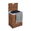 Laundry Hamper With Lid PE Rattan Powder Coating Frame Clothes Hampers with 02 Removable Bags, 100L, Brown Color - Korvel