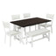 TOPMAX Farmhouse 6-Piece Trestle Dining Table Set with Upholstered Dining Chairs and Bench  59inch, White - Korvel