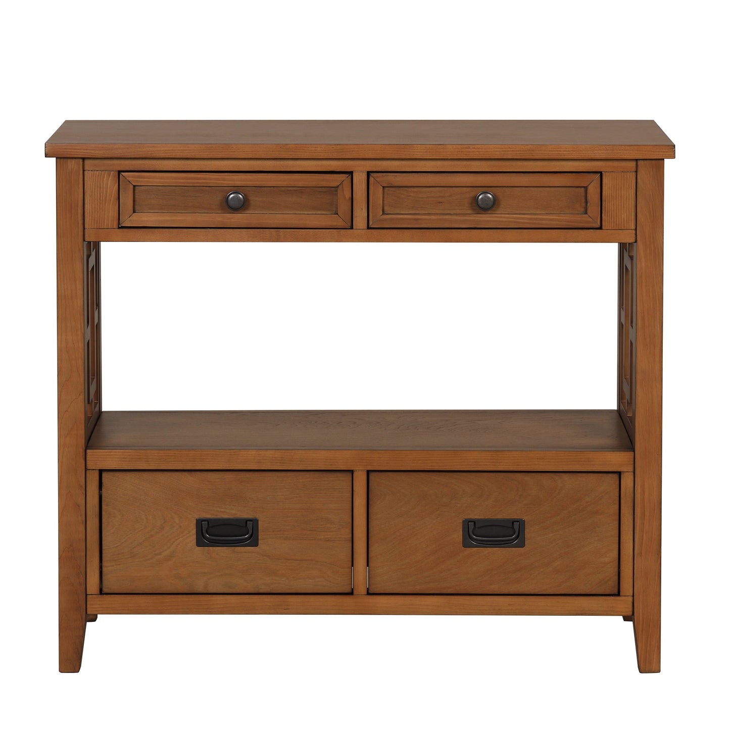 36'' Farmhouse Pine Wood Console Table Entry Sofa Table with 4 Drawers & 1 Storage Shelf (Brown) - Korvel