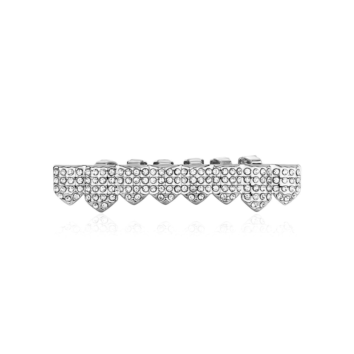 Real gold electroplated gold tooth set eight tooth full diamond hip hop tooth set tee grills - Korvel