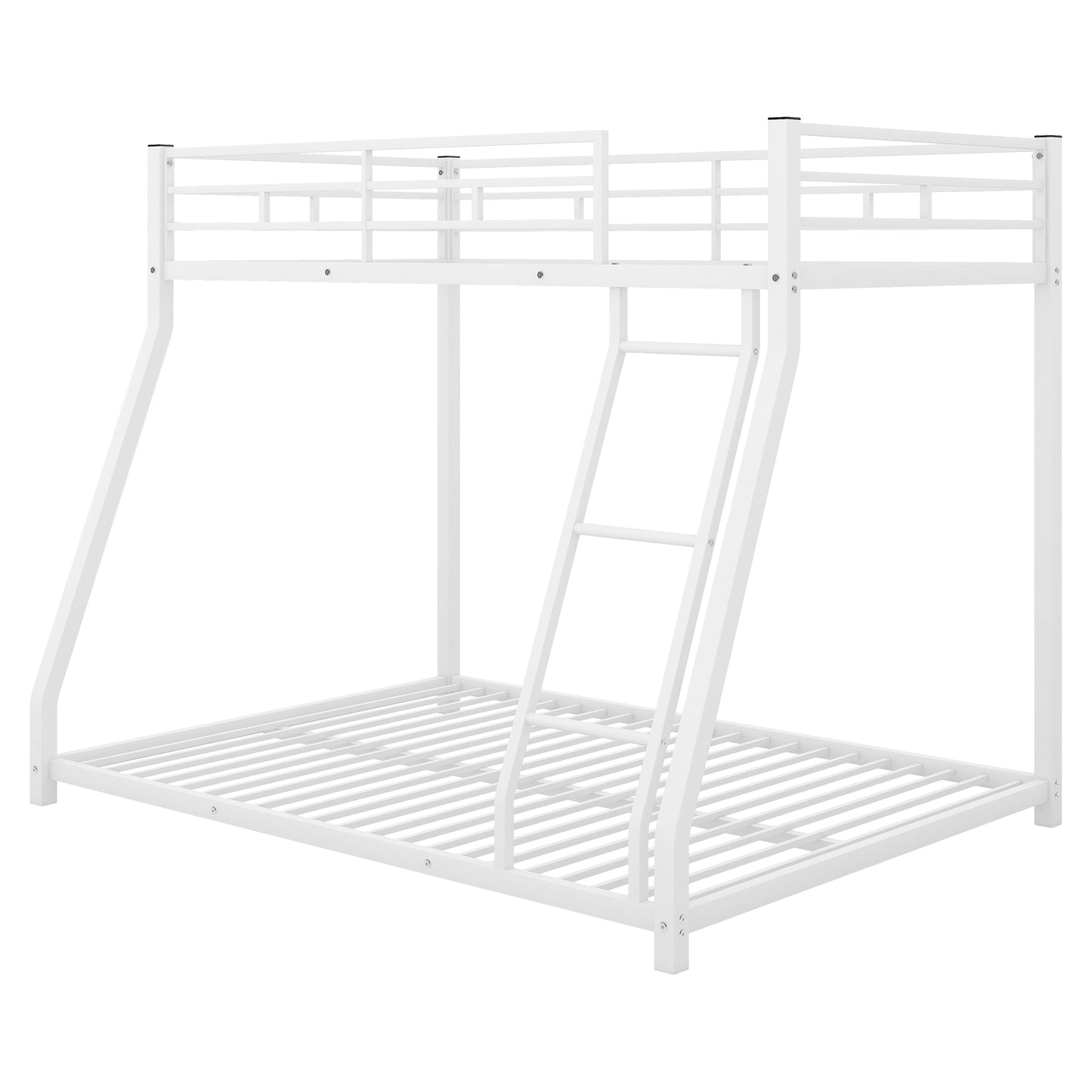 Premium Metal Floor Bunk Bed - Twin over Full in White