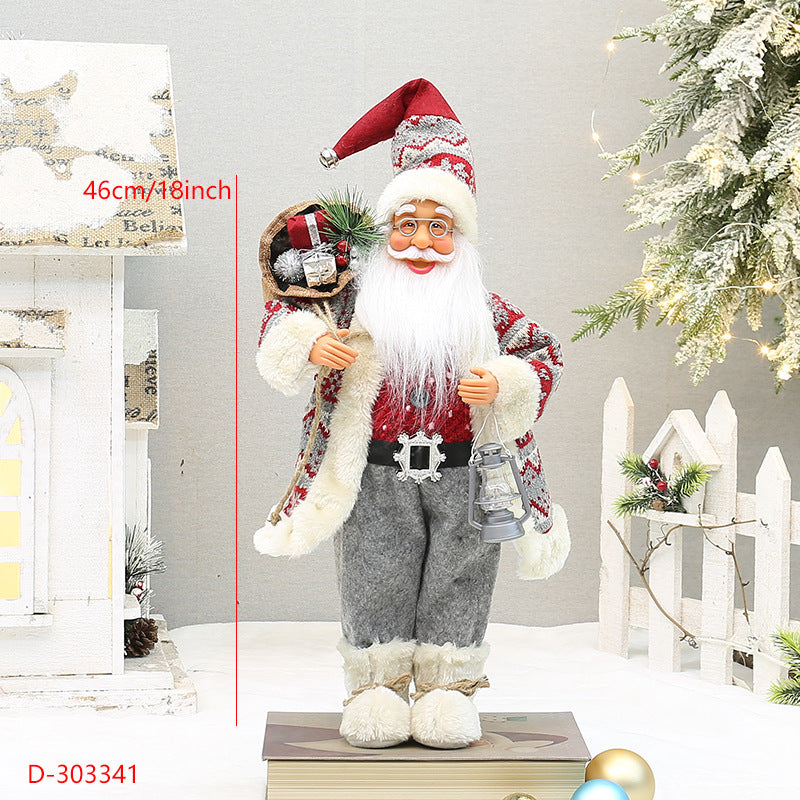 Christmas crafts 18 inch, wearing snow boots, backpack, standing, Santa Claus, dwarf - Korvel