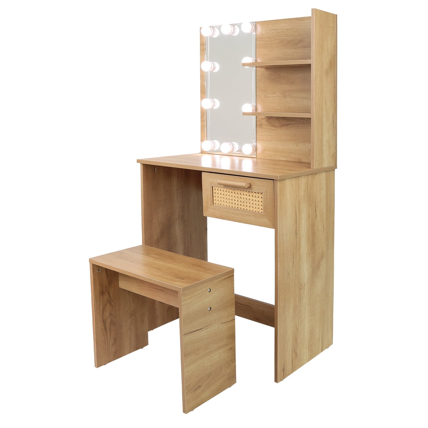 Elegant Bedroom Vanity Set with LED Mirror and Storage