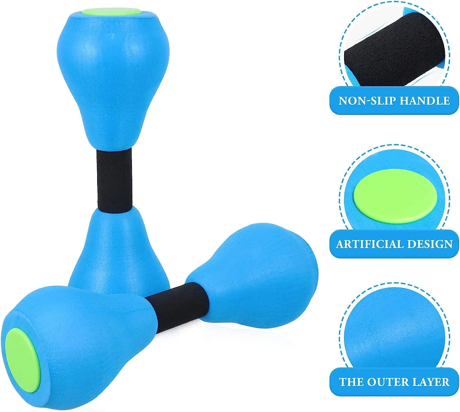 Water Dumbbells Aquatic Exercise Pool Fitness Equipment Blue Foam Water Aerobic Exercise Fitness Equipment - Korvel