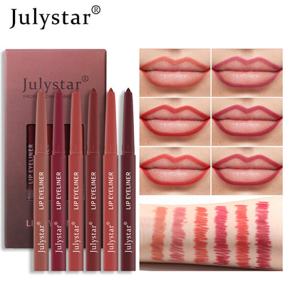 Premium Waterproof Matte Velvet Lip Liner Set - 6 Pack