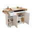 44 Inch Kitchen Island Cart with Solid Wood Top, Wine Storage, Spice Rack, Towel Rack, Wine Glass Holder White & Oak - Korvel