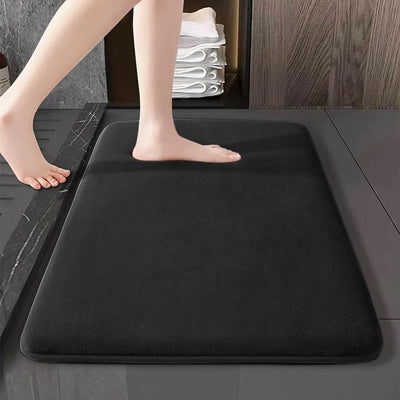 Thickened coral velvet solid color floor mat bathroom living room entrance water absorbing and non slip mat bedroom floor mat - Korvel