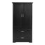 Tall Bathroom Storage Cabinet, Cabinet with Two Doors and Drawers, Adjustable Shelf, MDF Board, Black - Korvel