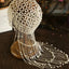 Handmade hollowed out headpiece performance pearl tassel hat - Korvel