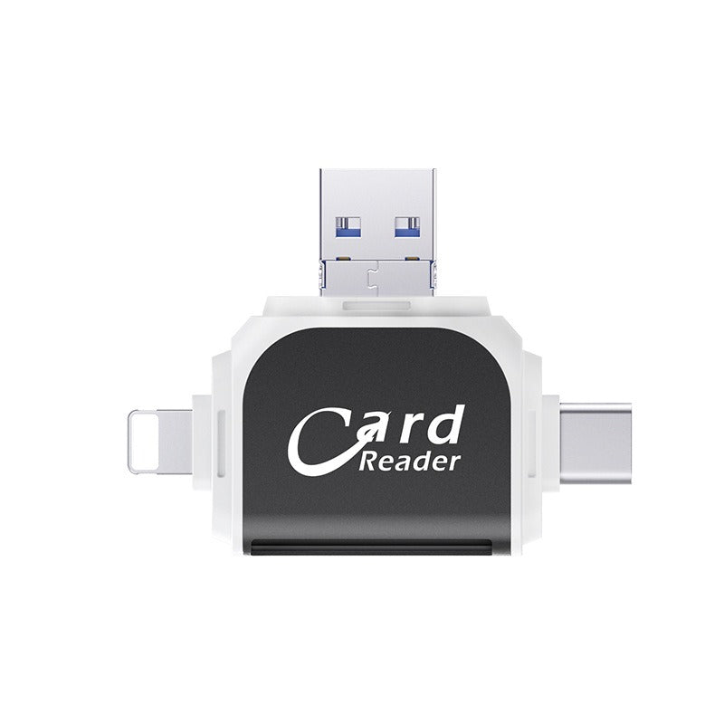 Plug and play for Apple and Android phones multifunctional card reader four in one multifunctional TF card SD card - Korvel