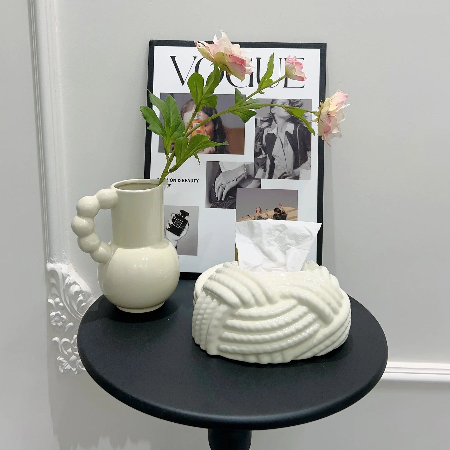 Ceramic Tissue Box Silver Twine Grain Napkin Carton Toilet Paper Holder Napkin Dispenser Holder Home Decoraction Organizers - Korvel