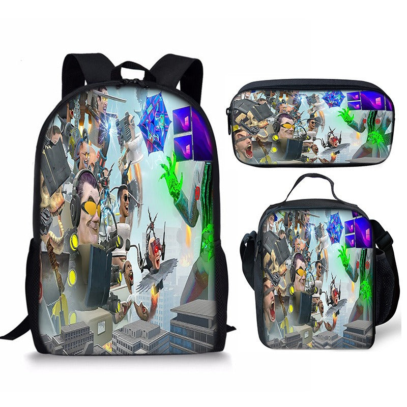 Conjunto de mochila Skibidi Toilet Man de 3 piezas para la escuela