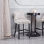 Velvet padded wing back bar stool with button tuft decoration and wooden leg chrome nail head decoration 2-piece set (beige) - Korvel