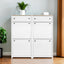 ONTREND ultra-thin shoe cabinet set with 4 flip drawers and adjustable panel top shoe rack, white - Korvel
