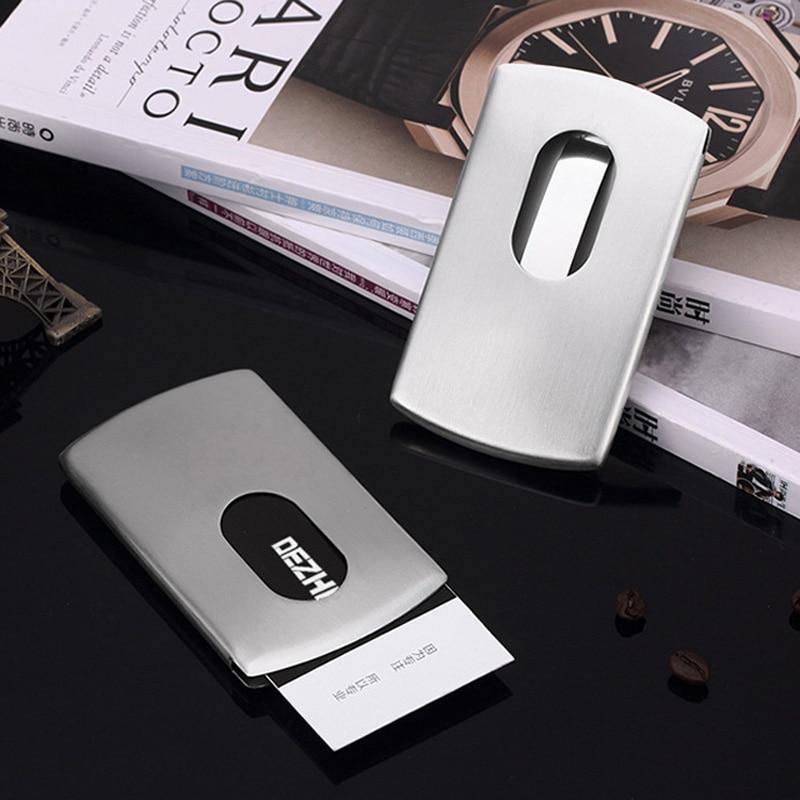 Portable Hand-push type Stainless Steel Business card holder wallet card case for men - Korvel