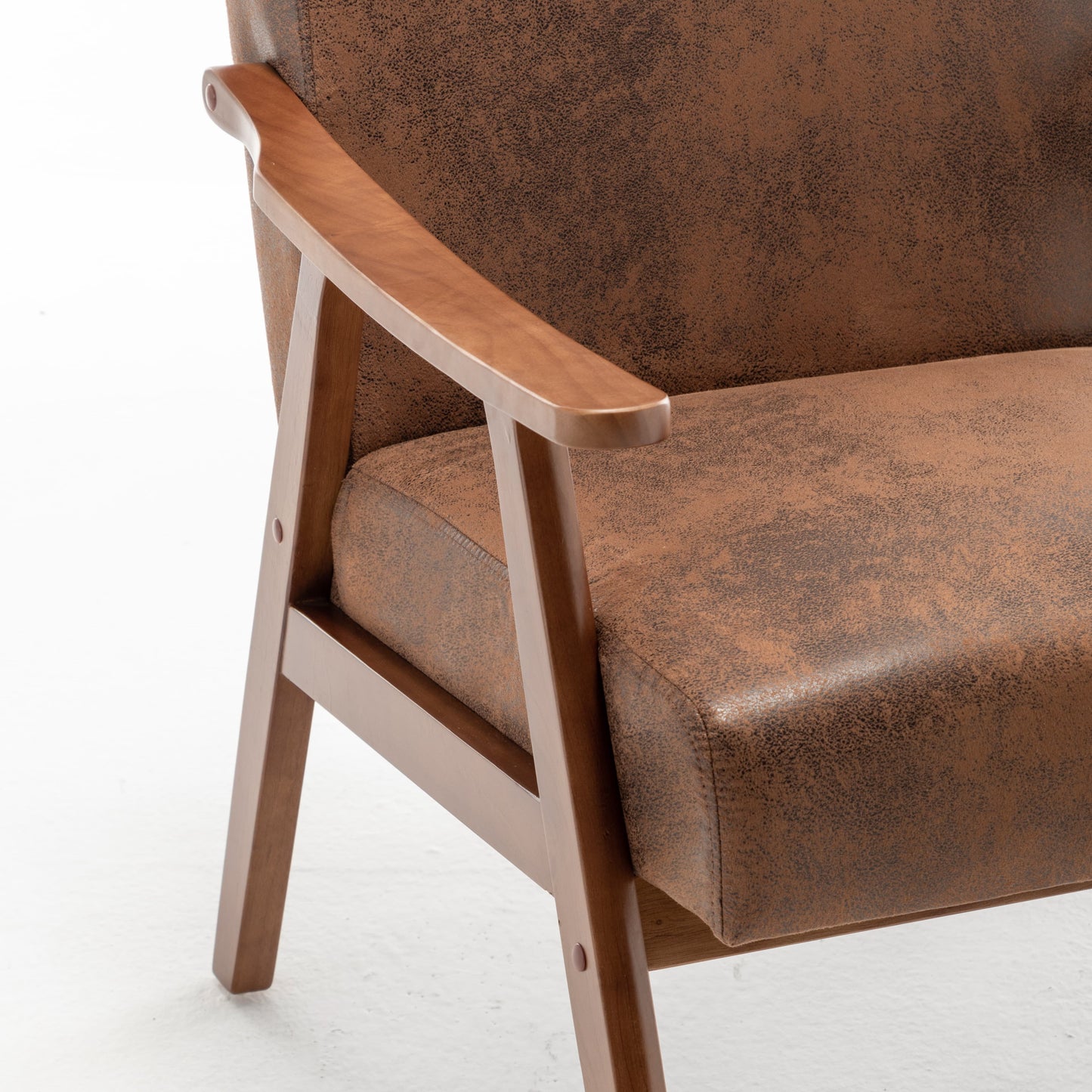Medieval modern chair, solid wood frame living room chair, accent chair with ultra thick backrest - Korvel