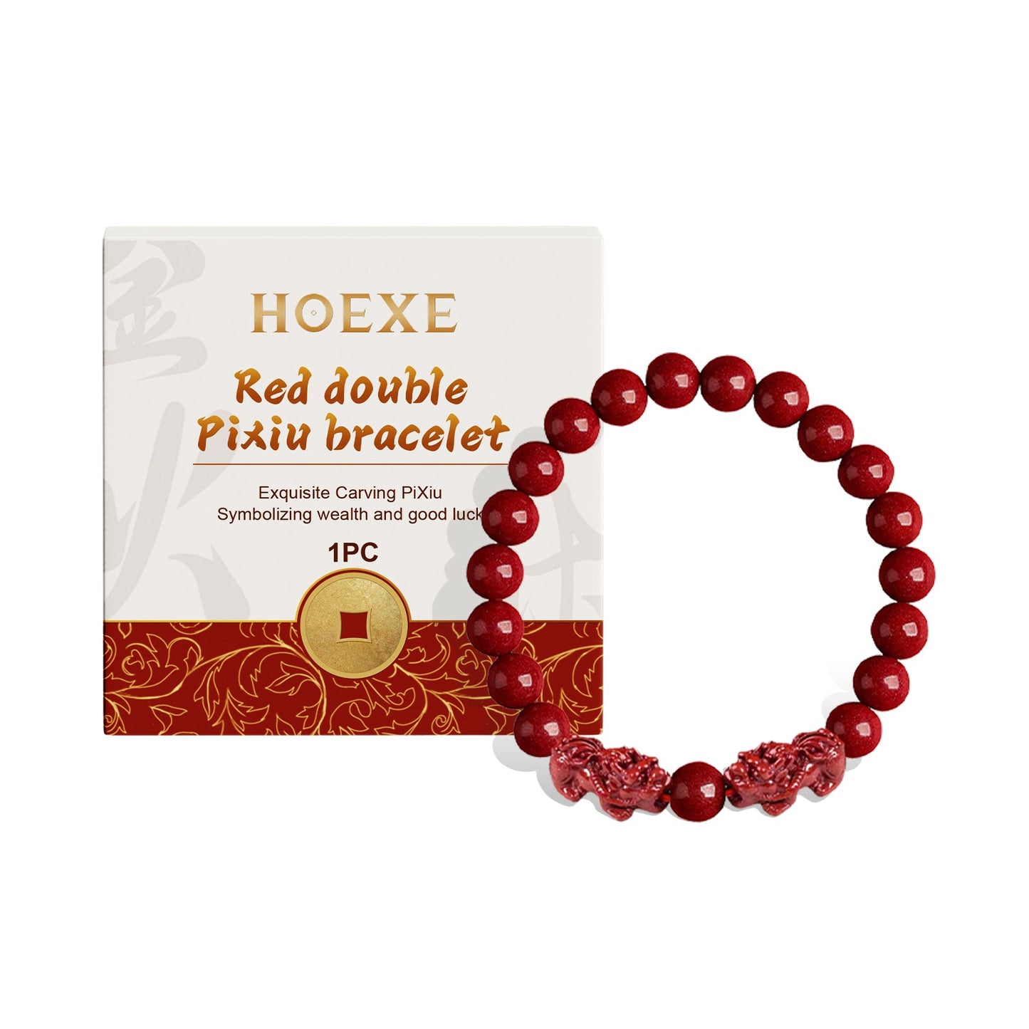 Bracelet en fil de main Pixiu double rouge pour couples