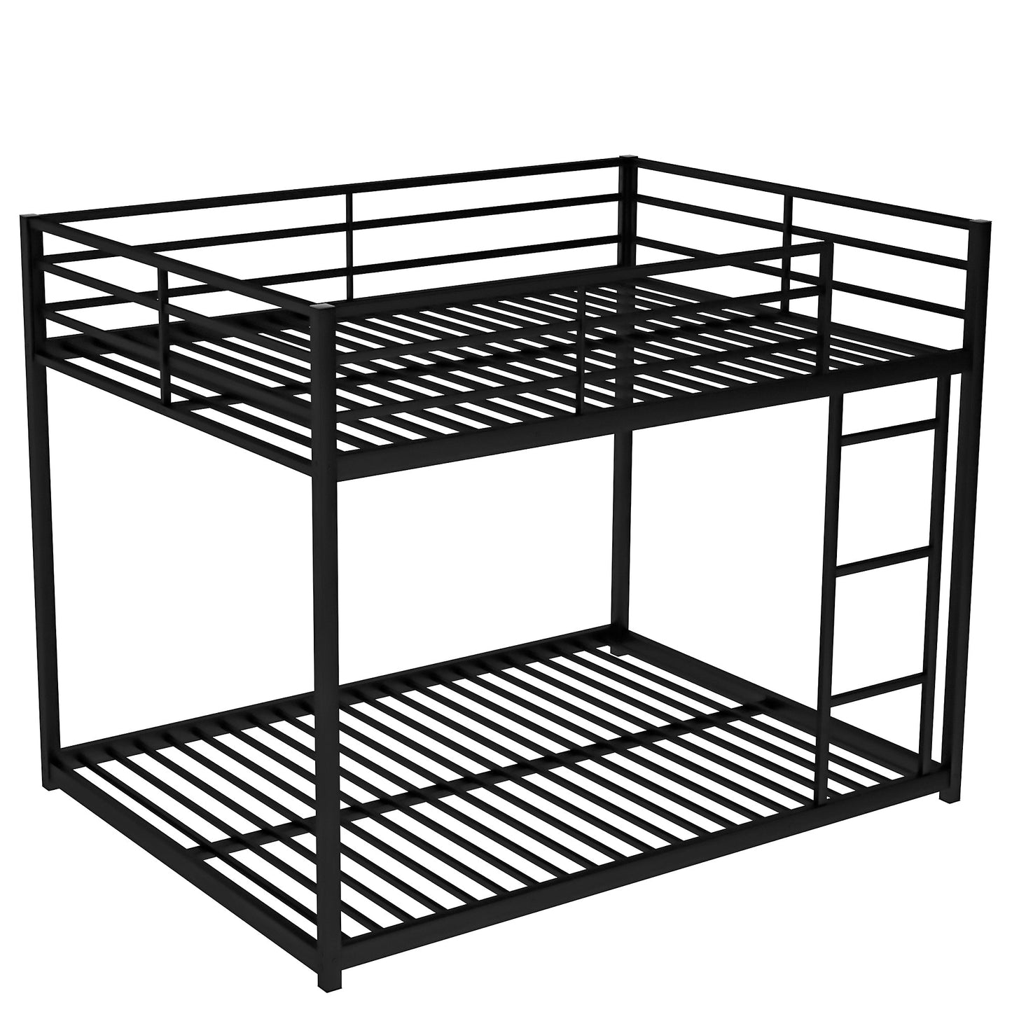 Full Over Full Metal Bunk Bed with Ladder - Black