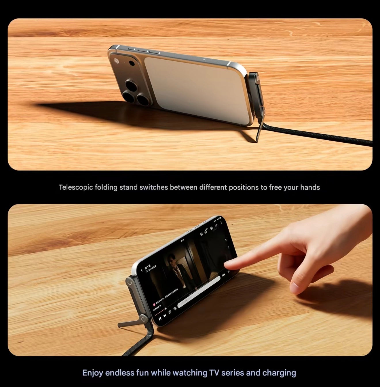 ChargeStand 2-en-1 Câble : Charge Rapide et Design Mains Libres