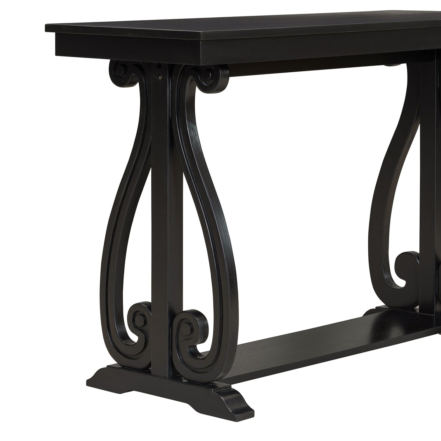 48-Inch Rustic Vintage Console Table --- Farmhouse Style Entryway Table with Open Shelf and Sturdy Construction (Black) - Korvel