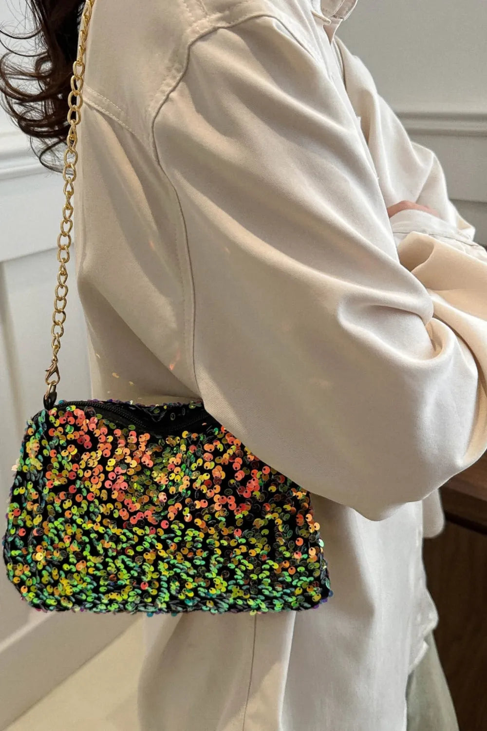 Sequin Removable Strap Shoulder Bag - Korvel