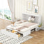 Queen Size Mobile Murphy Bed with Drawer and Little Shelves on Each Side White - Korvel