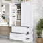 Tall Bathroom Storage Cabinet, Cabinet with Two Doors and Drawers, Adjustable Shelf, MDF Board, White - Korvel