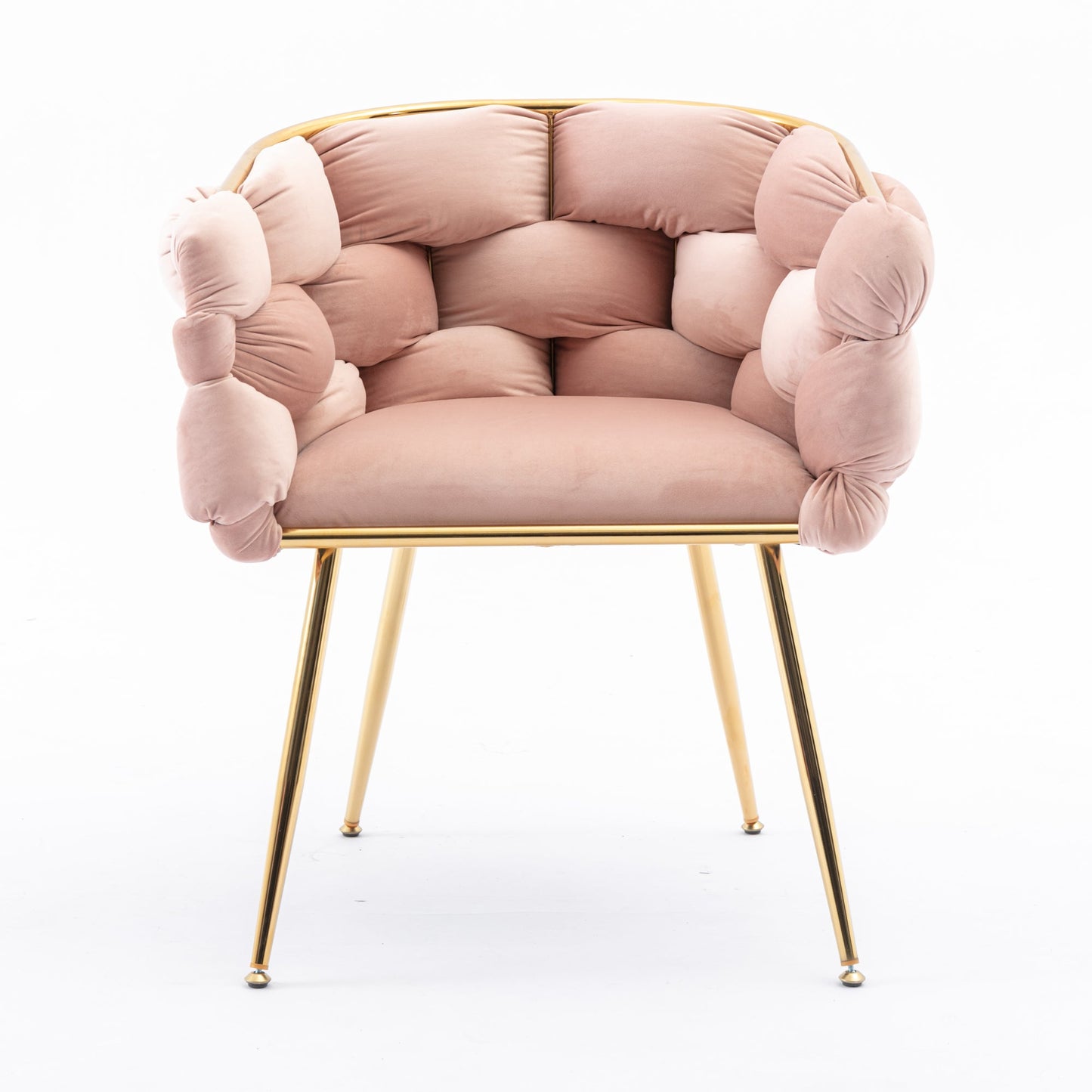 Luxury modern simple leisure velvet single sofa chair bedroom stool manicure table back chair pink set of 2 - Korvel