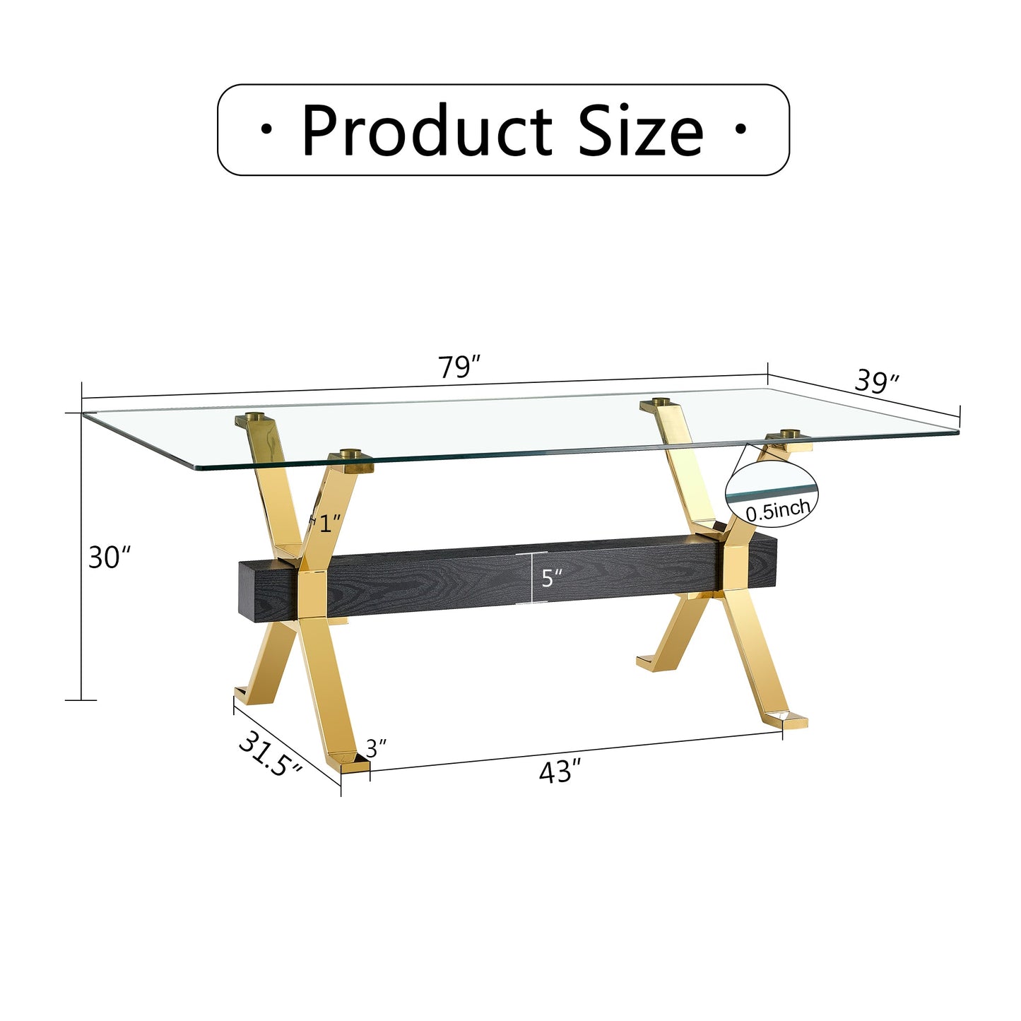 Dining table Modern tempered glass dining table Large modern office desk - Korvel