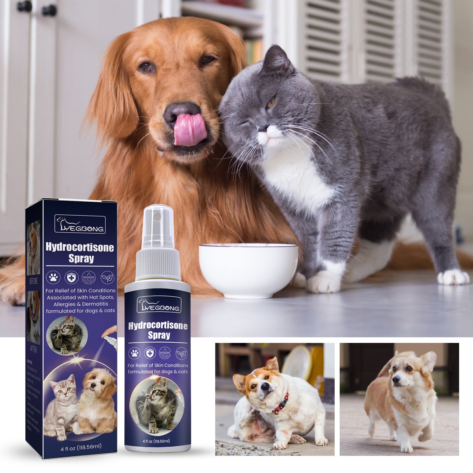 Pet Anti-Itch Spray, Pet Universal Cleaning And Soothing Skin Fur For Anti-Mite Anti-Bug Anti-Itch Spray - Korvel