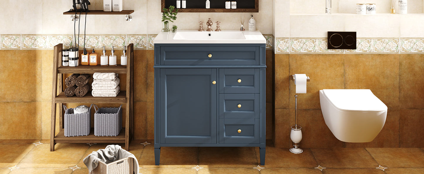 Meuble de salle de bain moderne de 30 pouces avec lavabo et rangement