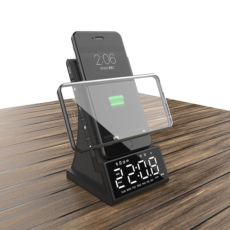 Three in one wireless charger Bluetooth speaker wireless charging alarm clock phone holder - Korvel