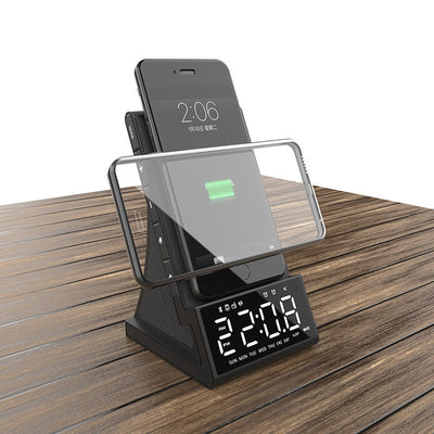 Three in one wireless charger Bluetooth speaker wireless charging alarm clock phone holder - Korvel