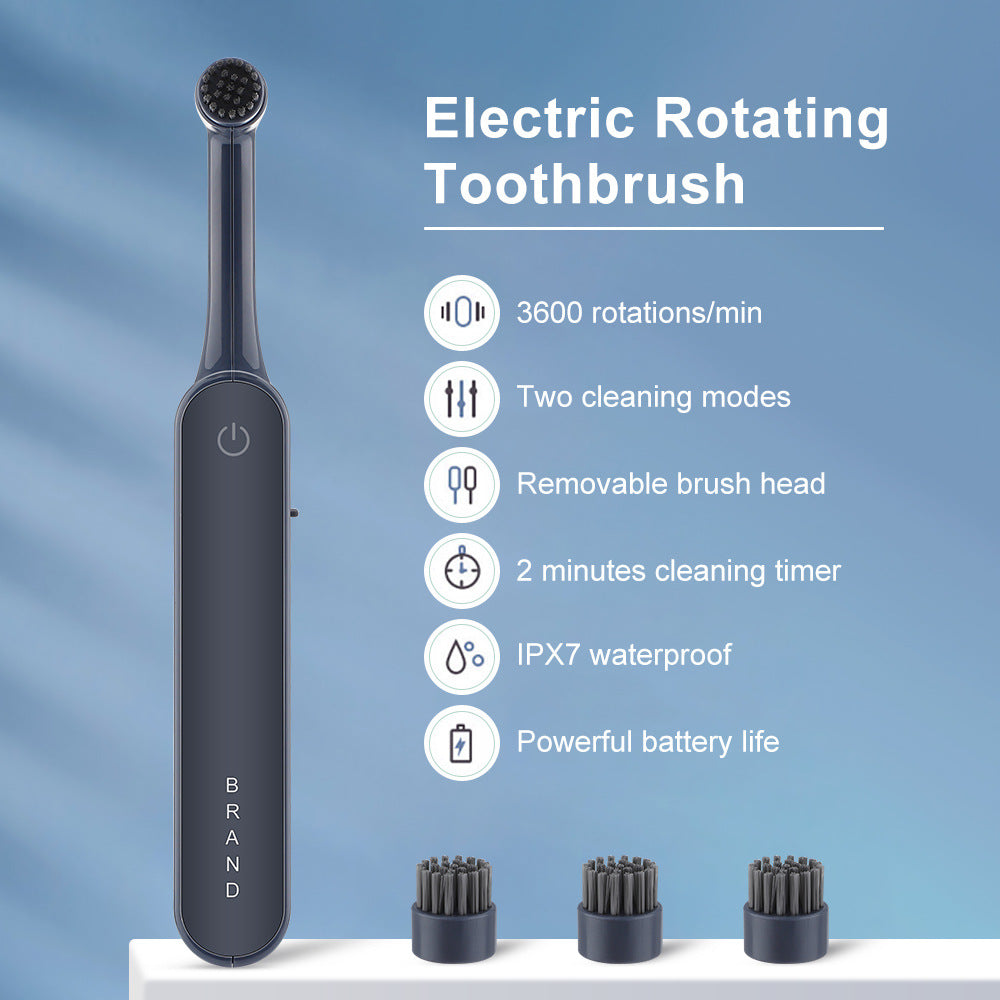 2-Speed Rotary Electric Toothbrush Rechargeable Adult Electric Toothbrush Waterproof Soft Bristle Couple Toothbrush - Korvel