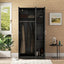 Elegant 3-Door Wardrobe with Mirror and Shelves in Black