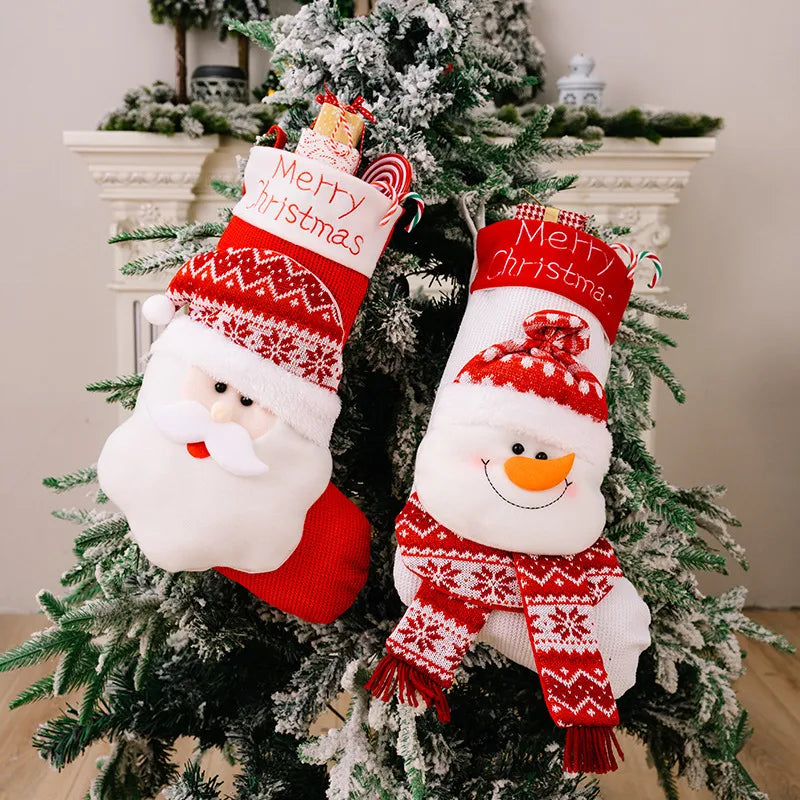 Chaussettes de Noël décoratives en tricot 3D avec élan