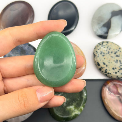 Thumb Worry Stones Oval Massage Quartz Healing Crystal Chakra Energy Therapy Meditation Spiritual Natural Gemstone Decor - Korvel