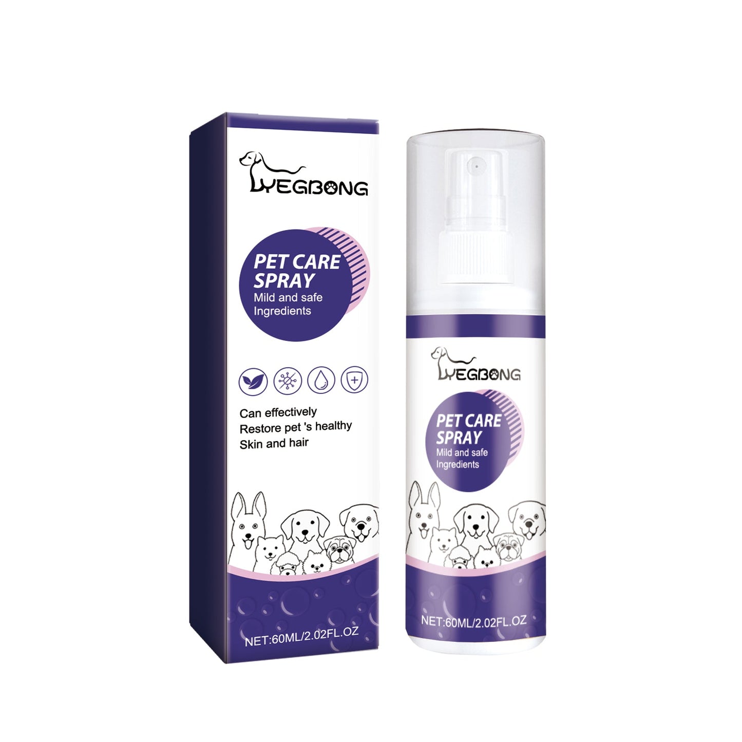 Spray de soins pour animaux de compagnie premium pour l'entretien de la peau et du pelage