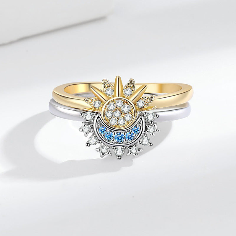 Anillo Plegable Elegante de Sol y Luna para Mujeres