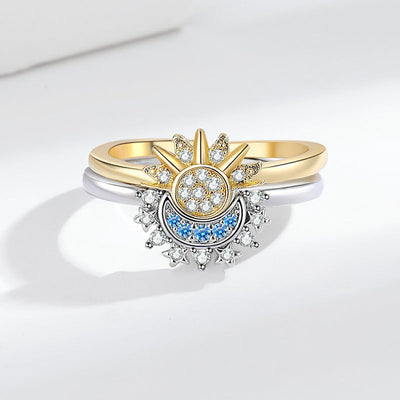 Bague pliante élégante soleil et lune pour femmes