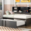 Metal Twin Size Daybed with Trundle, Storage & USB Ports - Black