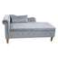 Chaise longue en velours gris avec rangement et coussin
