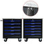 5 DRAWERS MULTIFUNCTIONAL TOOL CART WITH WHEELS-BLACK+BLUE - Korvel