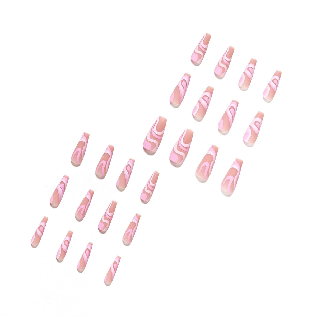 Rose Color Matching Line Press On Nail Fake Nail Patch Wearing Nail Finished Product - Korvel