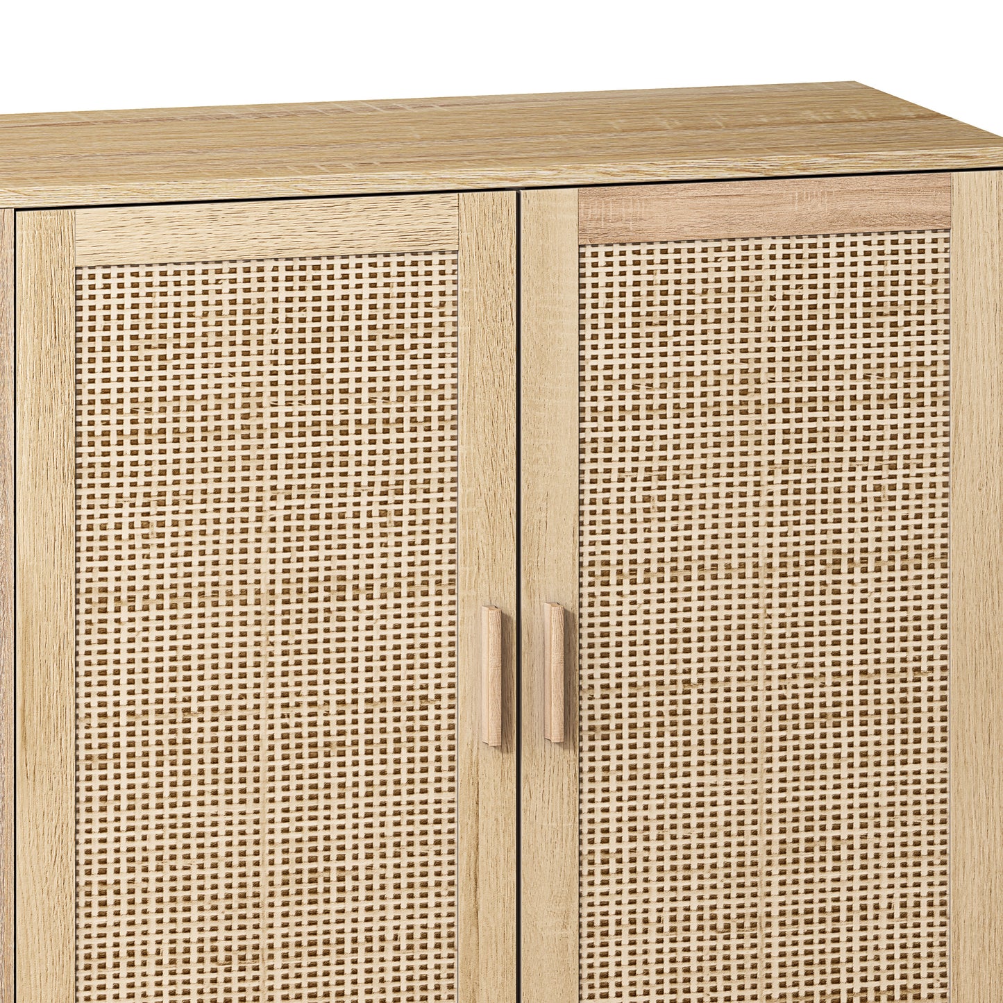 62.20"Elegant and Functional 4-Door Rattan Decorative Storage Cabinet,for Bedroom,Living Room,Office,Easy Assembl - Korvel