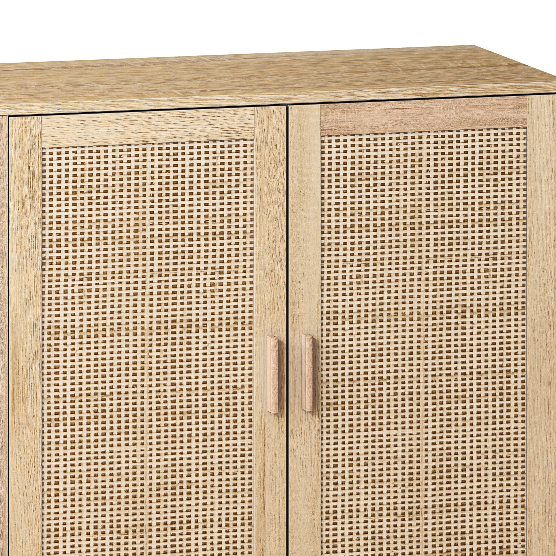 62.20"Elegant and Functional 4-Door Rattan Decorative Storage Cabinet,for Bedroom,Living Room,Office,Easy Assembl - Korvel
