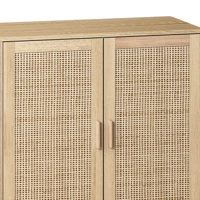 62.20"Elegant and Functional 4-Door Rattan Decorative Storage Cabinet,for Bedroom,Living Room,Office,Easy Assembl - Korvel