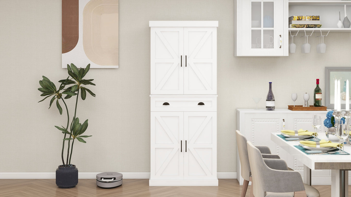 Elegant 71" Kitchen Pantry Storage Cabinet with Adjustable Shelves